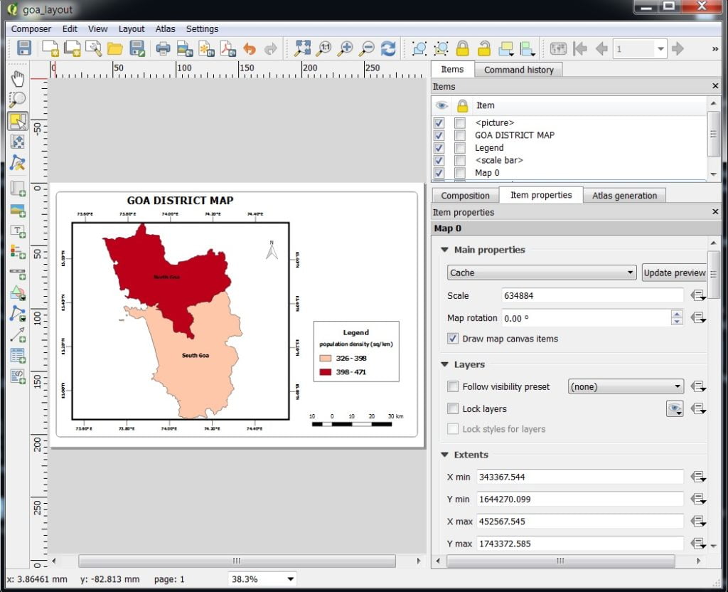 Layout in qgis software