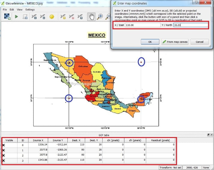 Ground Control Points (GCPs) in QGIS