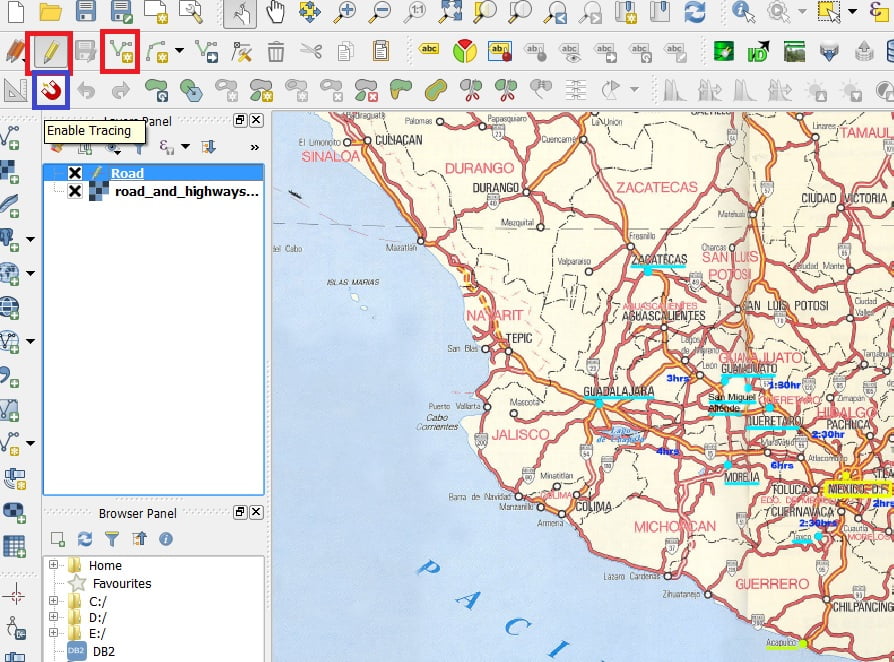 road feature-toogle editing-add feature-trace