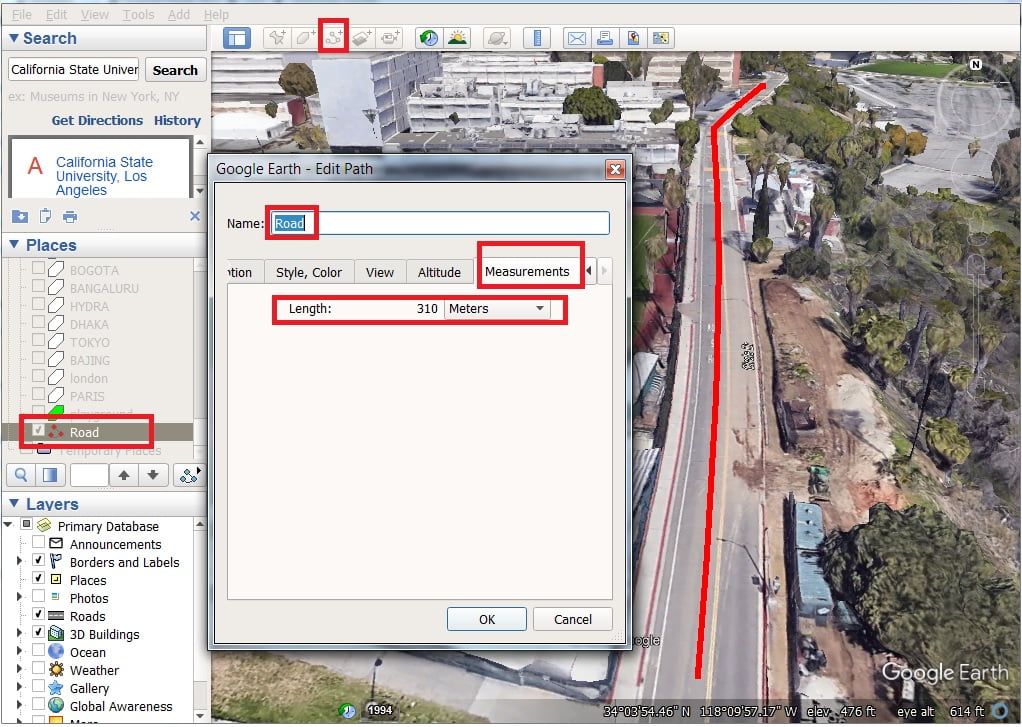 create path/ line in google earth