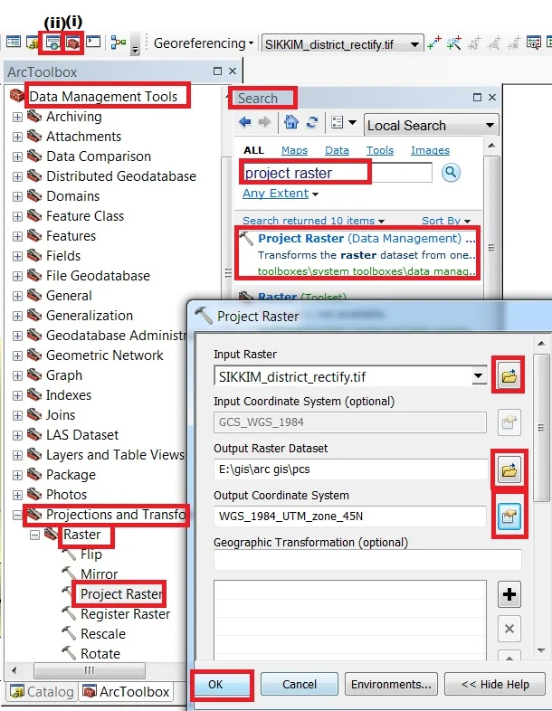 change projection arcmap