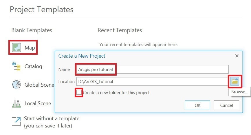 create new project in arcgis pro