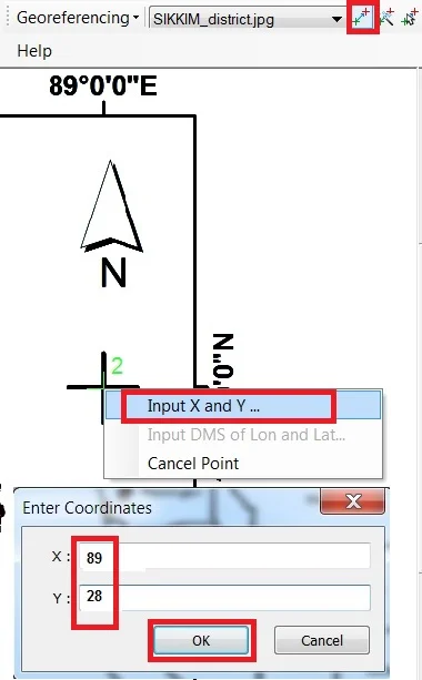 input x and y value