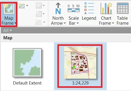 map frame in arcgis pro