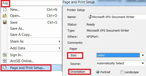 layout page setup in arcgis