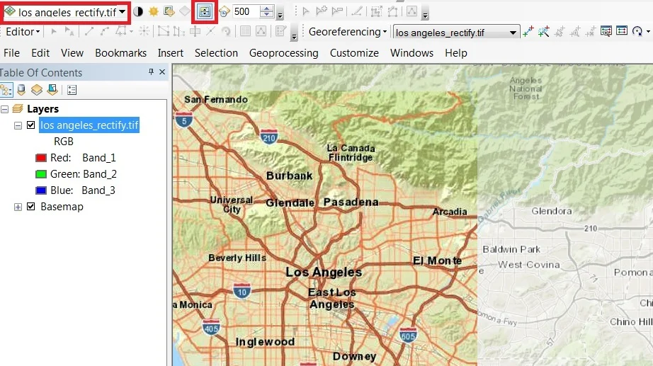 swipe for image Georeference in arcgis