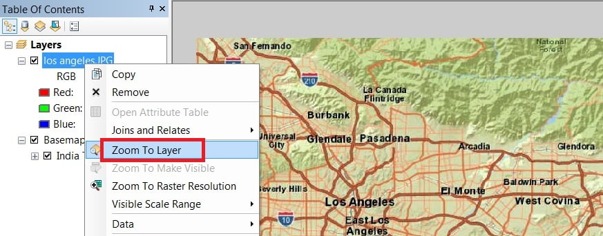 zoom to layer for image Georeference in arcgis