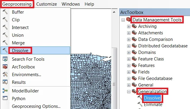 dissolve geoprocessing tools in arcgis