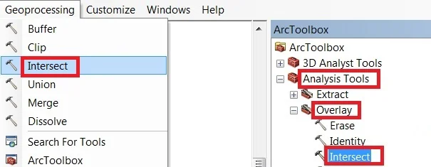 intersect geoprocessing tools in arcgis