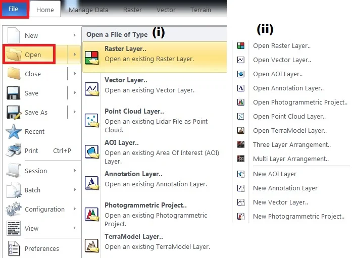 open layer in erdas imagine