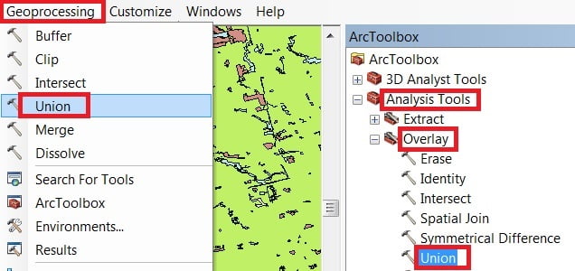 union geoprocessing tools in arcgis