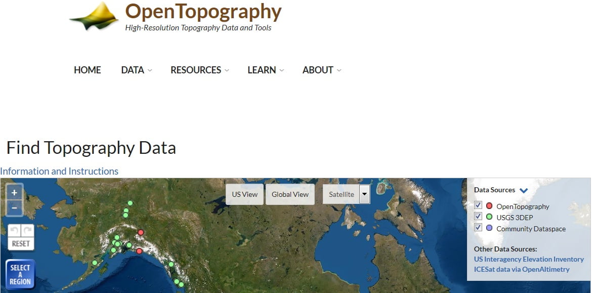 open topography download data