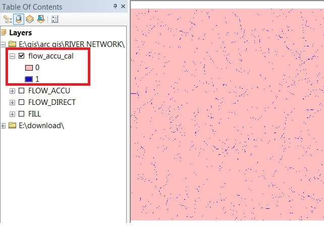 FLOW ACCUMULATION calculation result