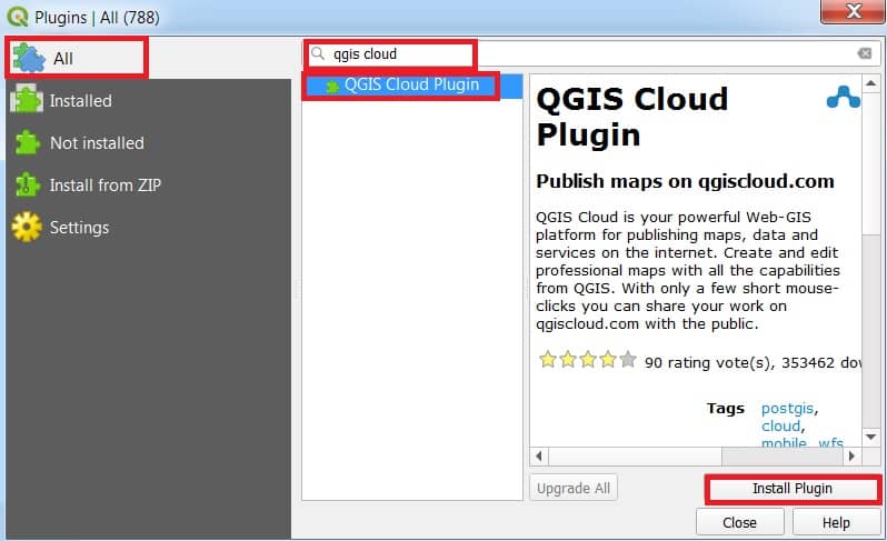 QGIS Cloud plugin