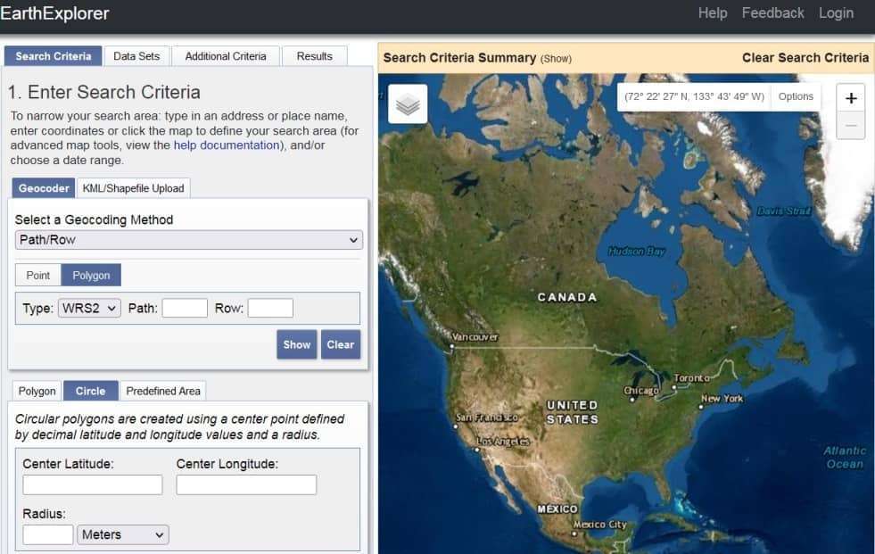 USGS Earth Explorer gis data sources