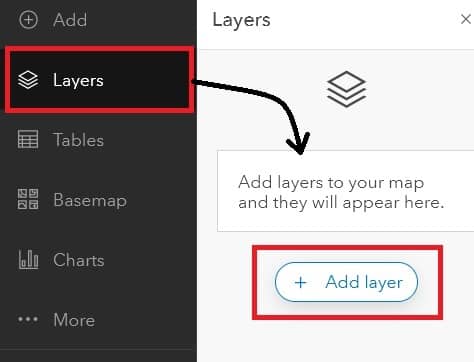 Add layer in Arc GIS Online