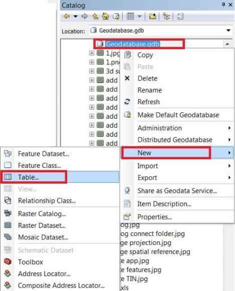 Create a Database Table in ArcMap