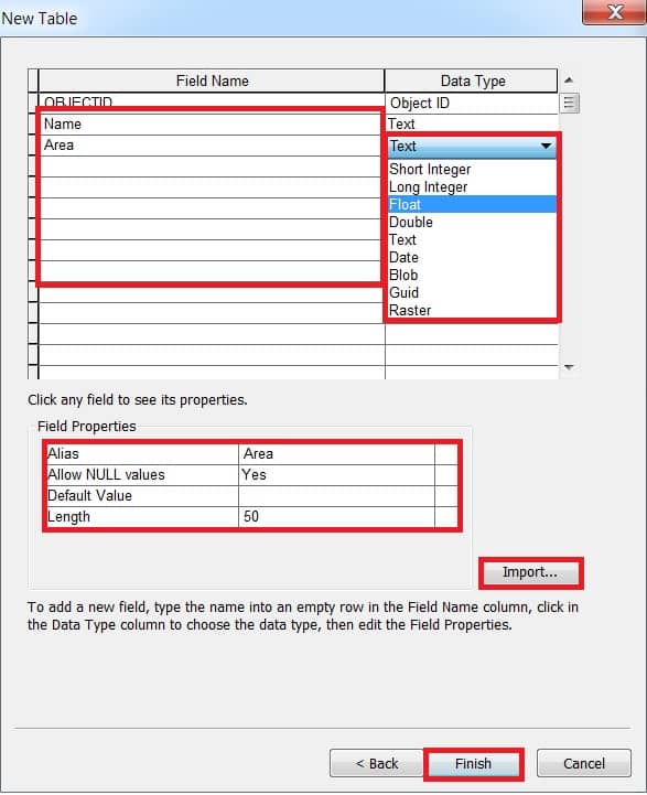 Field Name Data types in ArcGIS