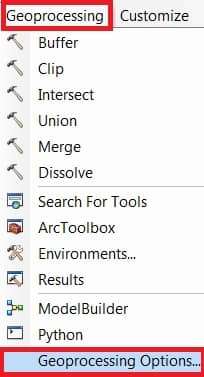 Geoprocessing Options tool