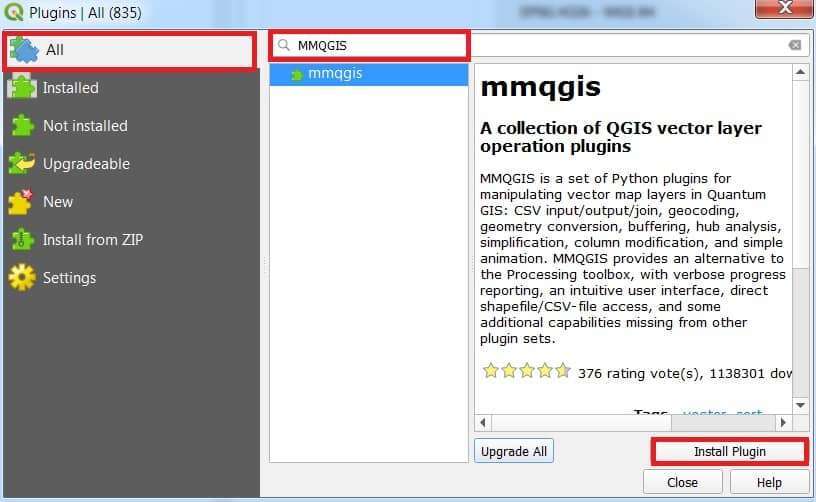 MMQGIS plugin install in QGIS