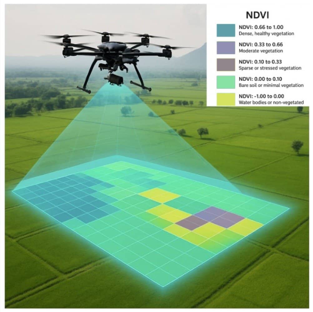 Vegetation monitoring by studying NDVI using Aerial Photogrammetry techniques