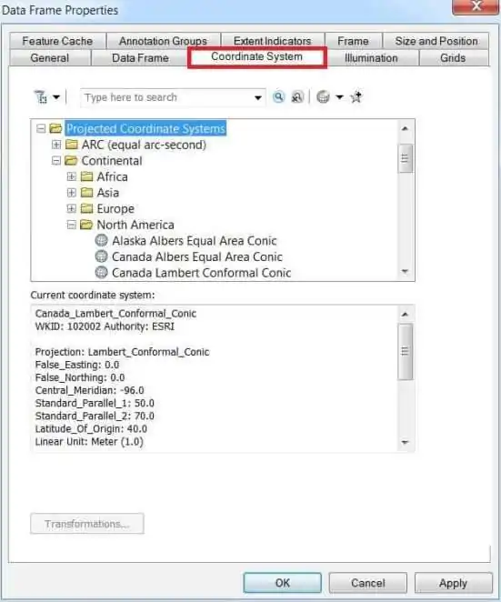 Projected Coordinate System (PCS)