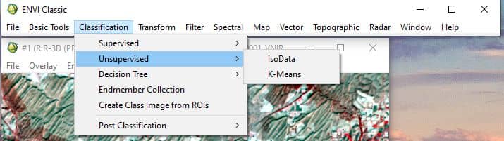Unsupervised classification methods in ENVI