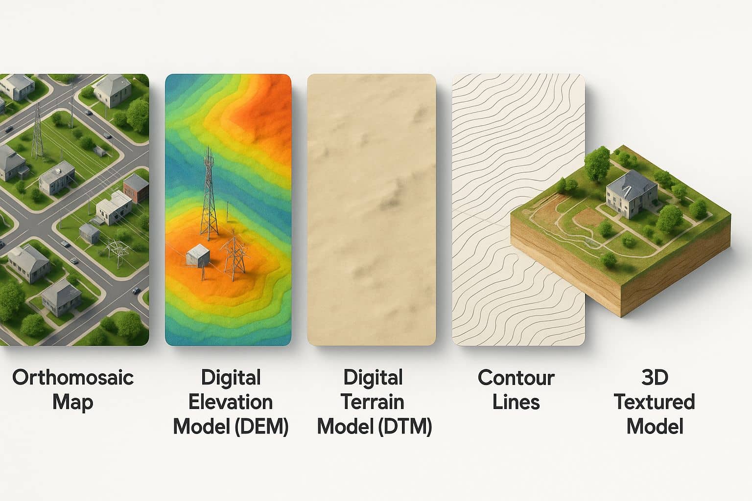 Photogrammetric outputs from aerial photogrammetry and processing workflows
