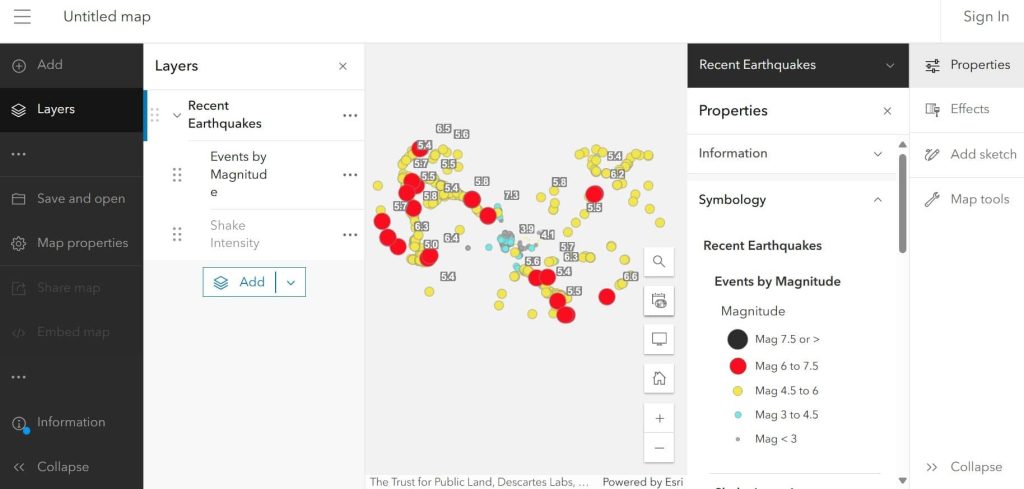 ArcGIS Map Viewer interface