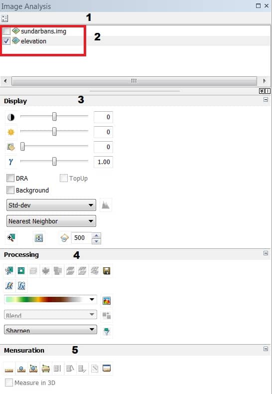 ArcGIS Image Analysis Layer list