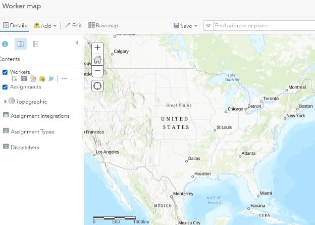 ArcGIS Workforce map