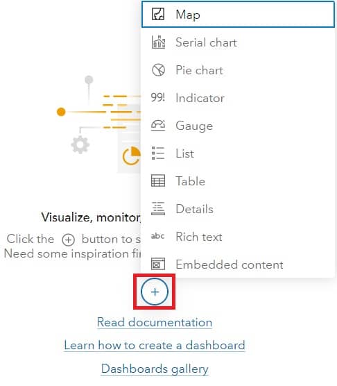 add map in arcgis dashboard