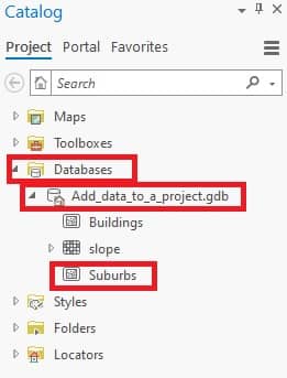 Add data from a geodatabase in arcgis pro