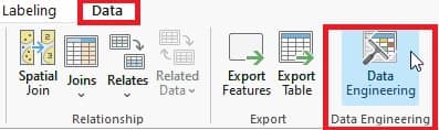 Open Data Engineering from Data tab in ArcGIS Pro