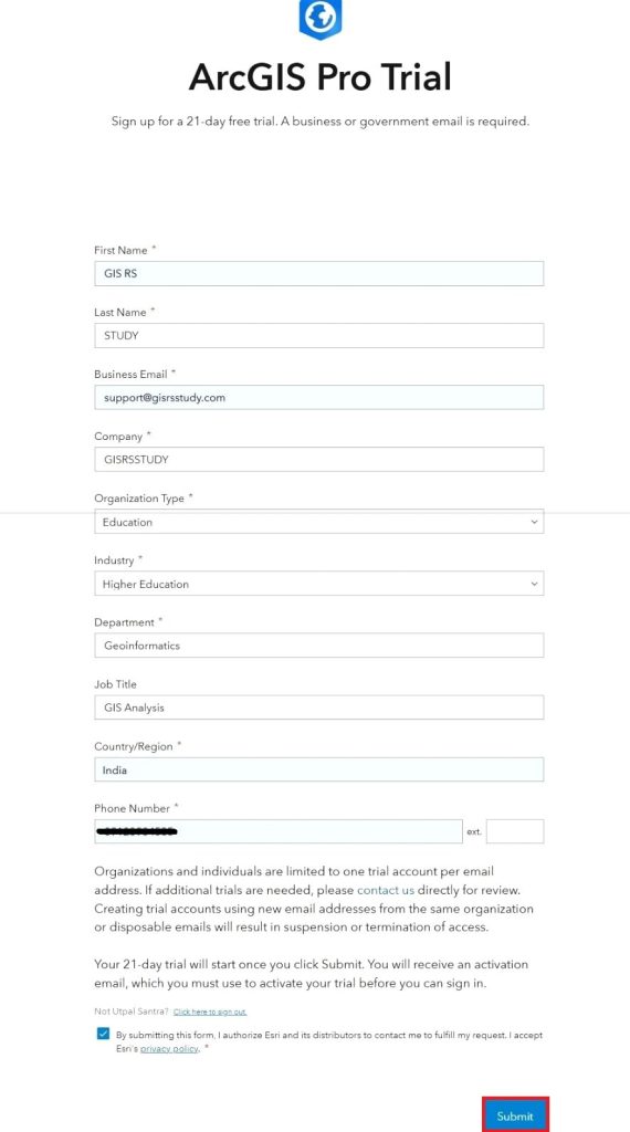 ArcGIS pro free trial form