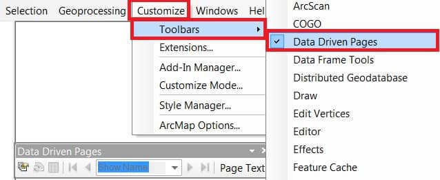enable Data Driven Pages Toolbar in ArcGIS