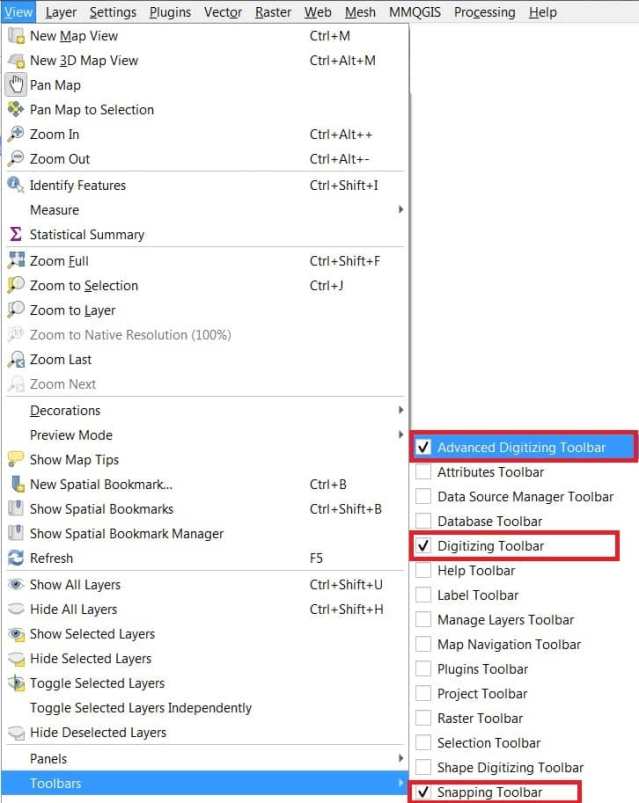 Activated Advance Digitizing Toolbar in qgis