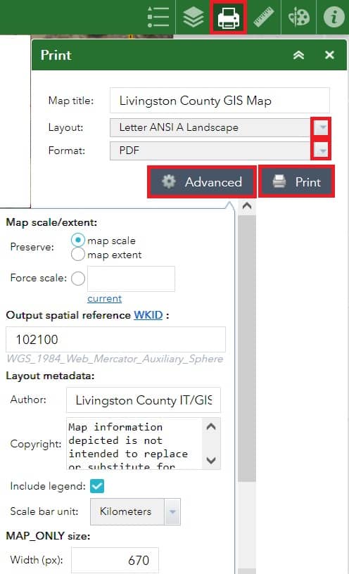 Livingston Country Parcel Viewer Print