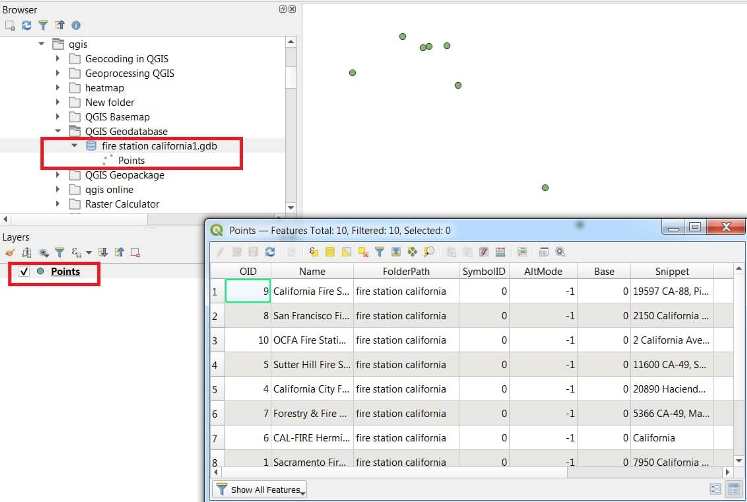 Open Geodatabase with QGIS Browser