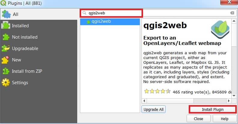 Install QGIS2Web Plugin