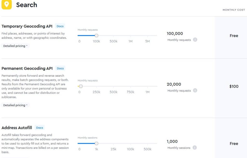 mapbox geocode api pricing