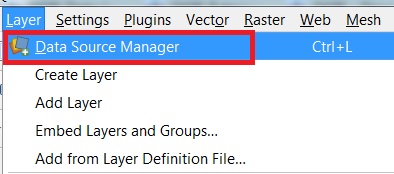 open Data Source Manager QGIS