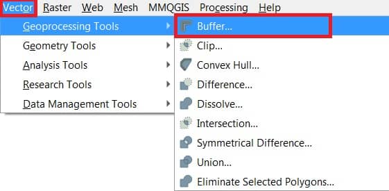 open Buffer in QGIS