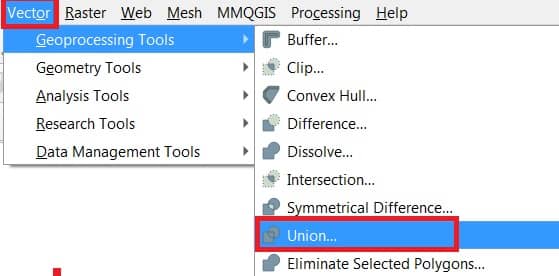 open union tool in QGIS