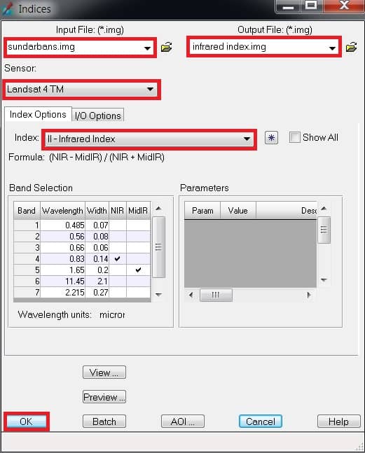 perform infrared index Remote Sensing