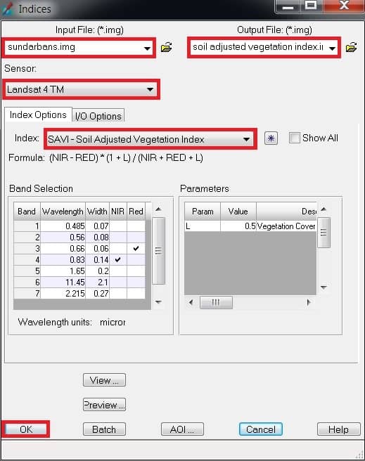 perform Soil Adjusted Vegetation