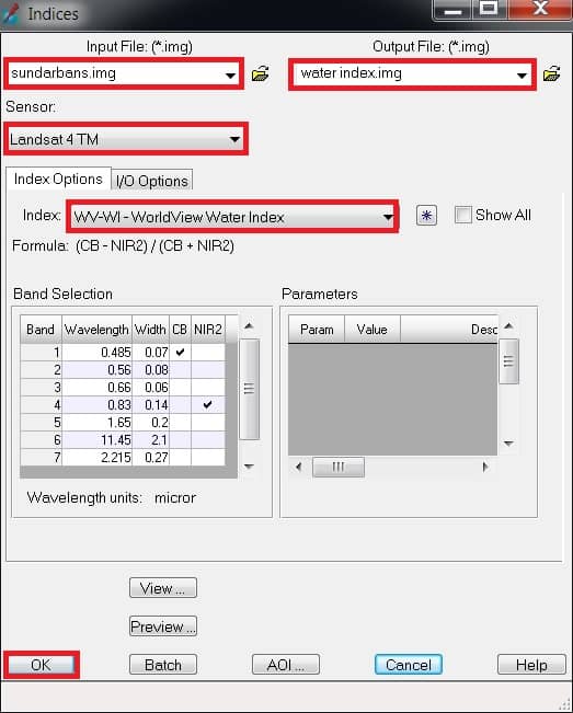 perform Water Index Remote Sensing 