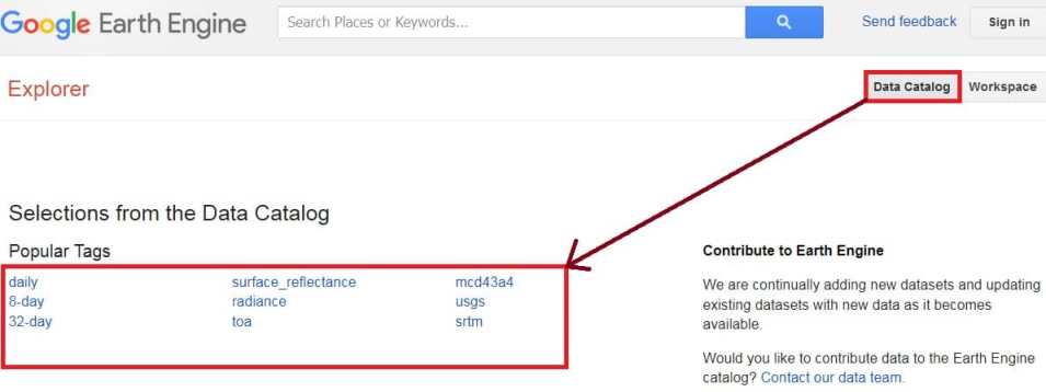 Google Earth Engine data catalog