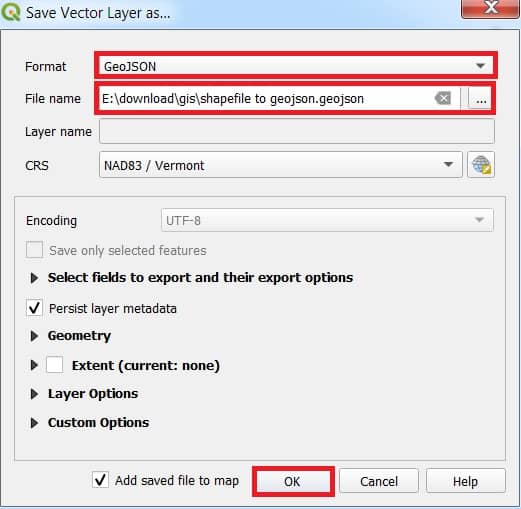 Convert/Export GeoJSON file