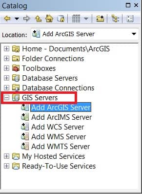 ArcGIS Catalog servers